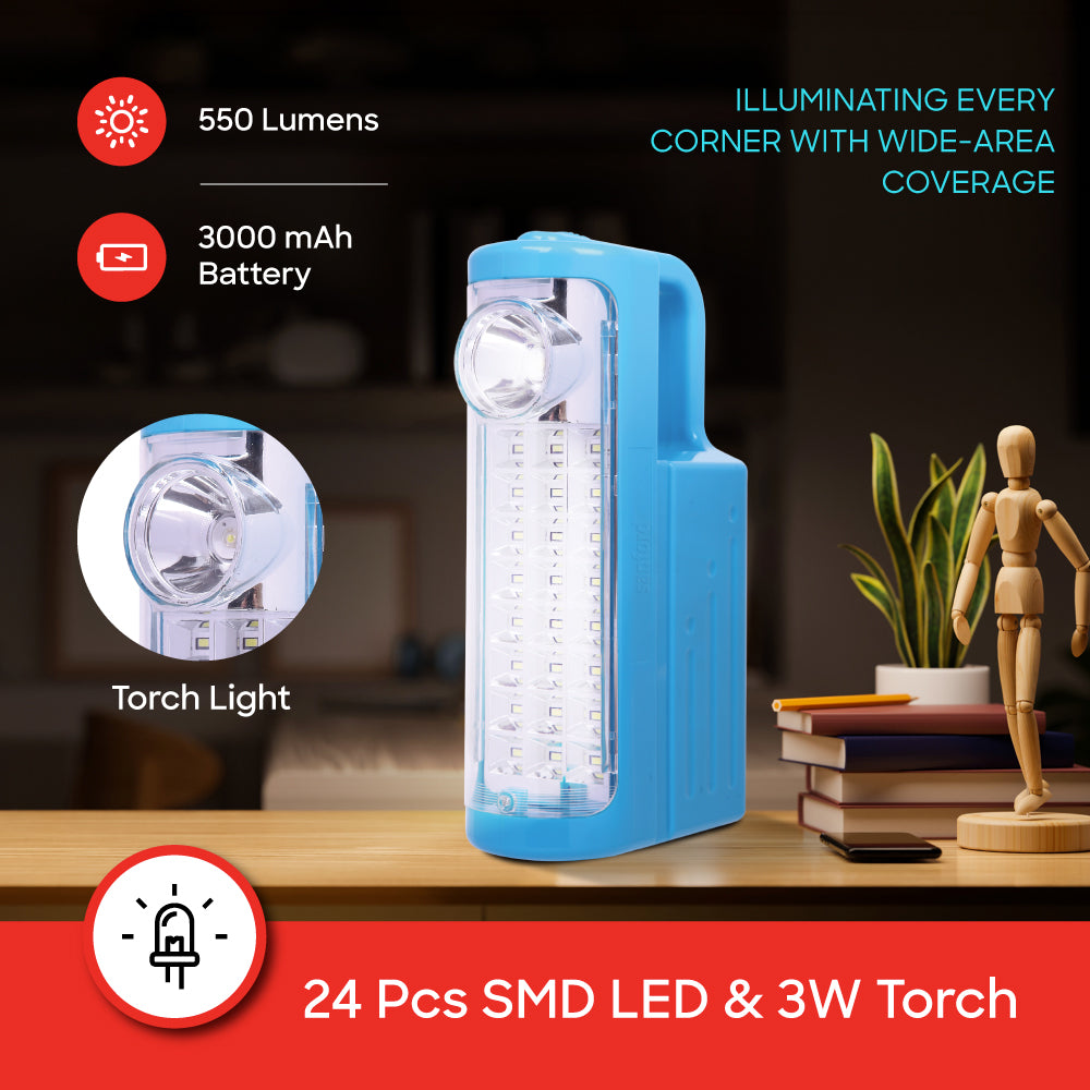Sanford Rechargeable 6W Emergency Lantern with 24 SMD LED and 3W Torch 15Hours Runtime | SF4320EL C - buysanford